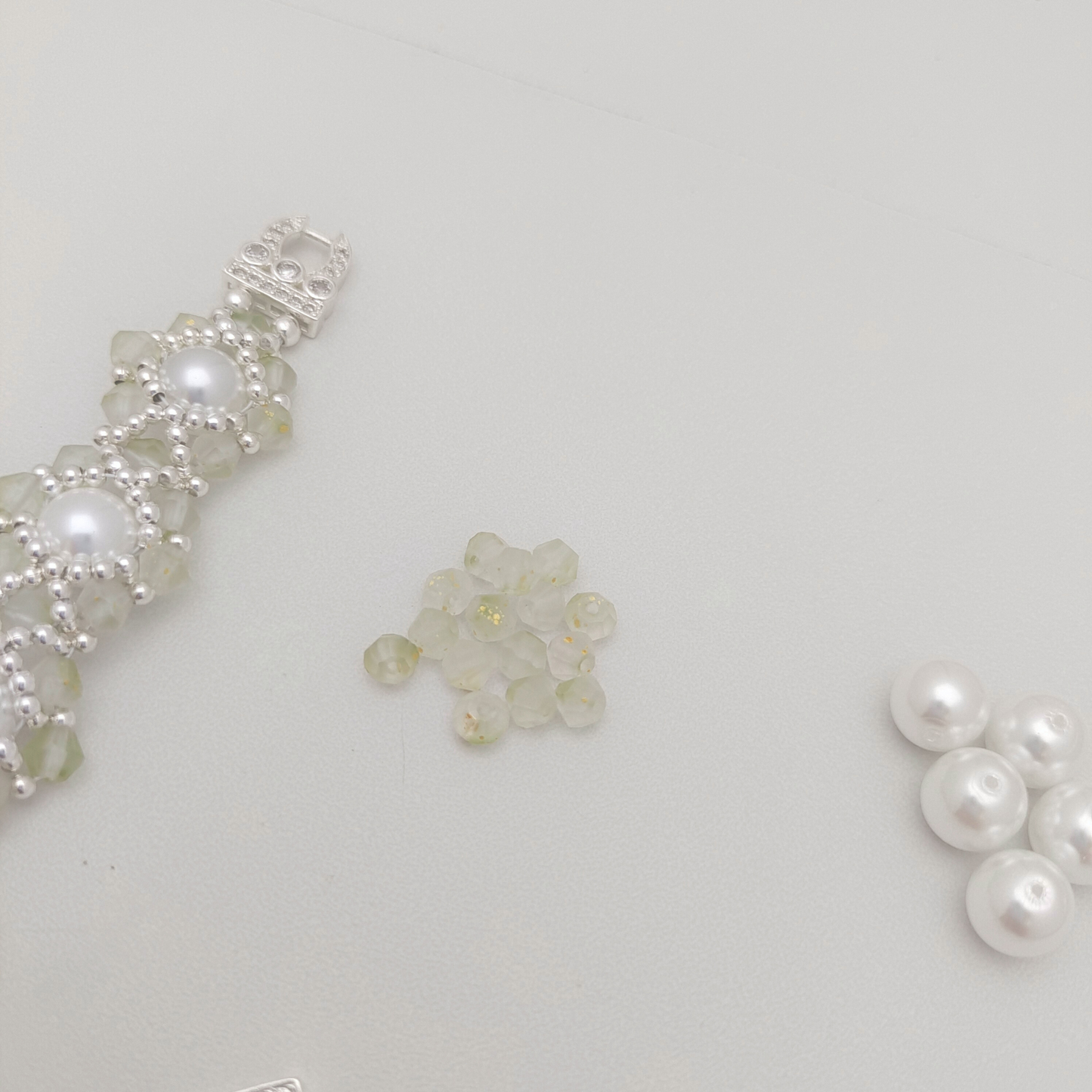 No.50 DIY Bracelet Kit – Summer Succulent with Pearls & Diamond Beads Handmade Bracelet Gft for Her