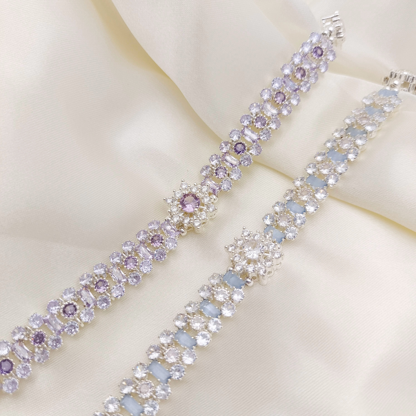 No.49 Handmade Bracelet – Starry Wishes with Snowflake Zircon & Crystal Beads