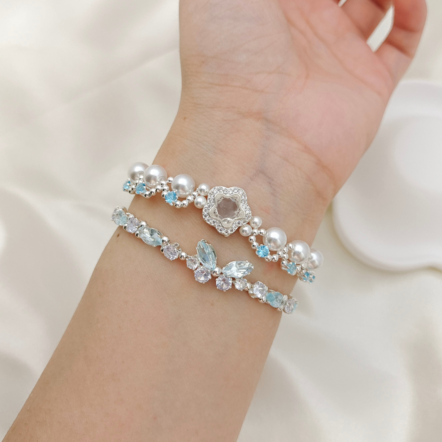 No.41 Star & Moon DIY Bracelet Kit with Pearls & Cubic Zirconia | Complete Jewelry Making Kit