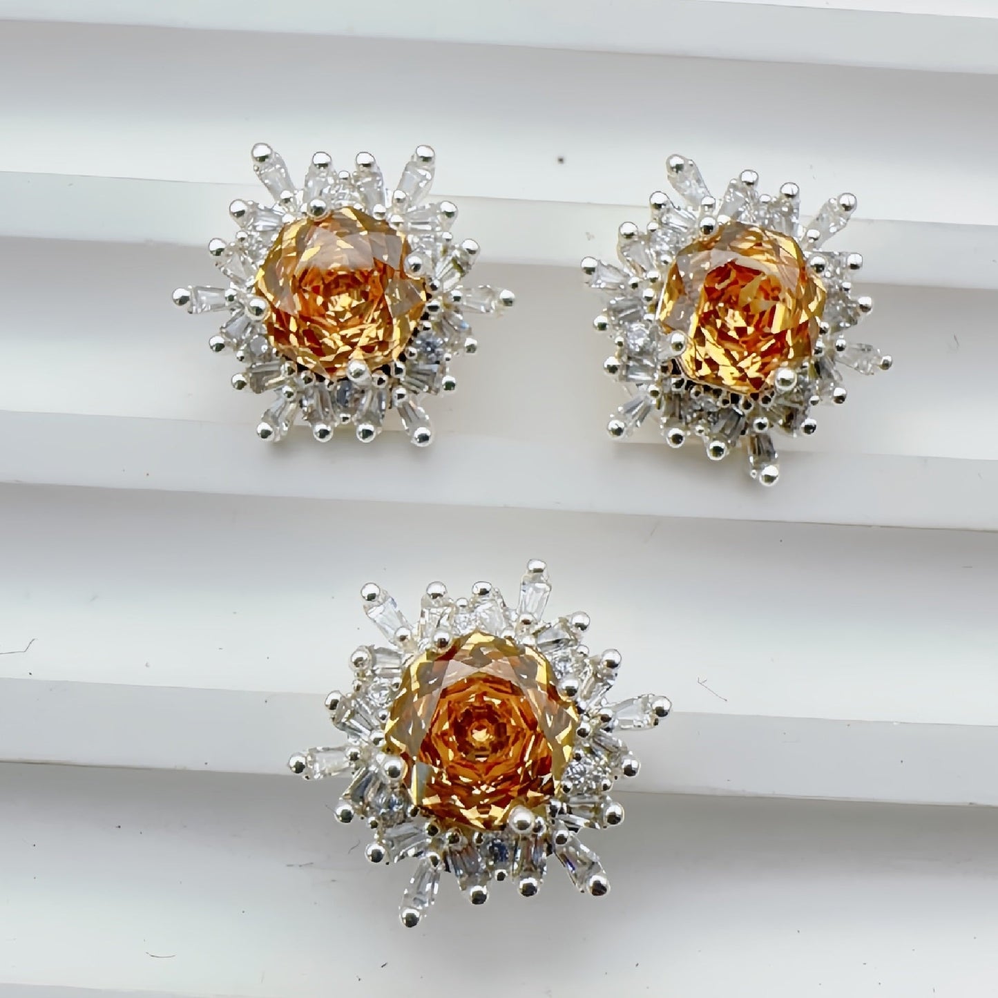 Snowflake Zircon Spacer with Rose Cut Diamond