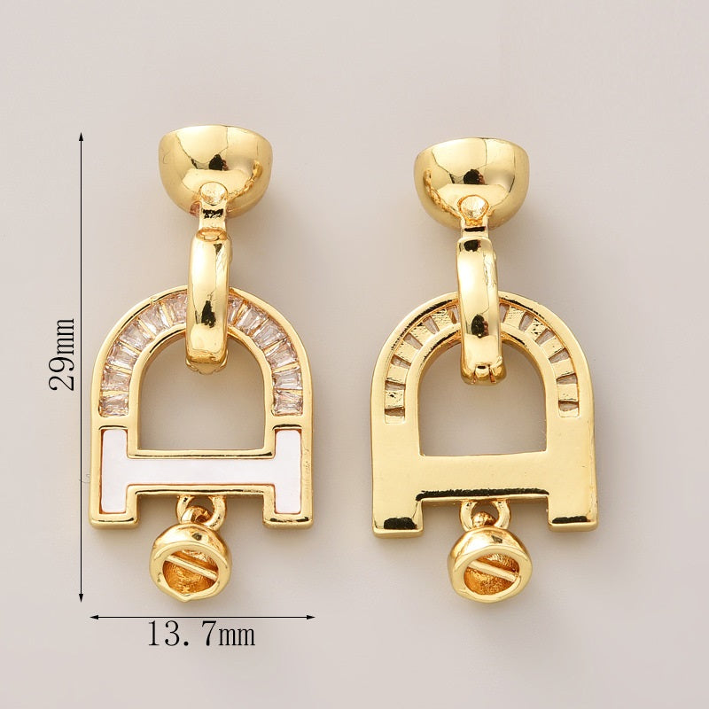 D-shape Paved CZs Clasp Set