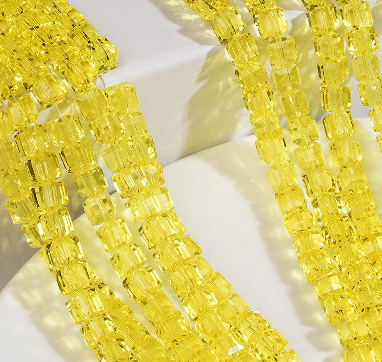 Premium 4/6/8mm Cube Crystal Beads - Serenity Monochrome Collection