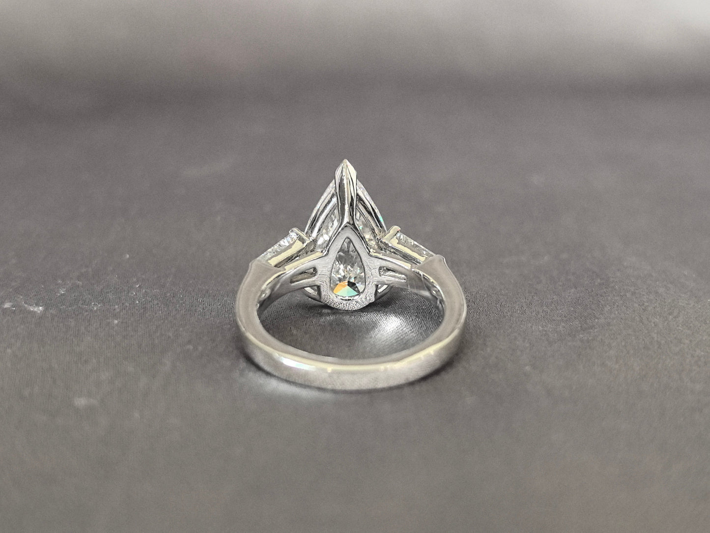 Pear-Center Trilogy Ring | Baguette Sidestones | Organic Geometry | Lab-Grown Diamonds