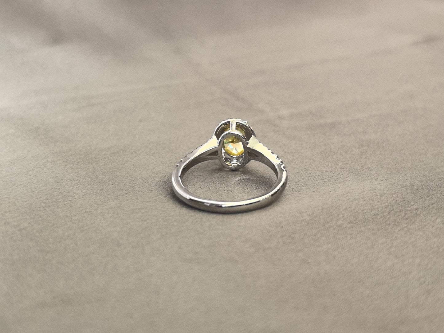 1.2ct 3.7g Yellow Lab Diamond Halo Ring | Split Shank Design | Half Pavé Band