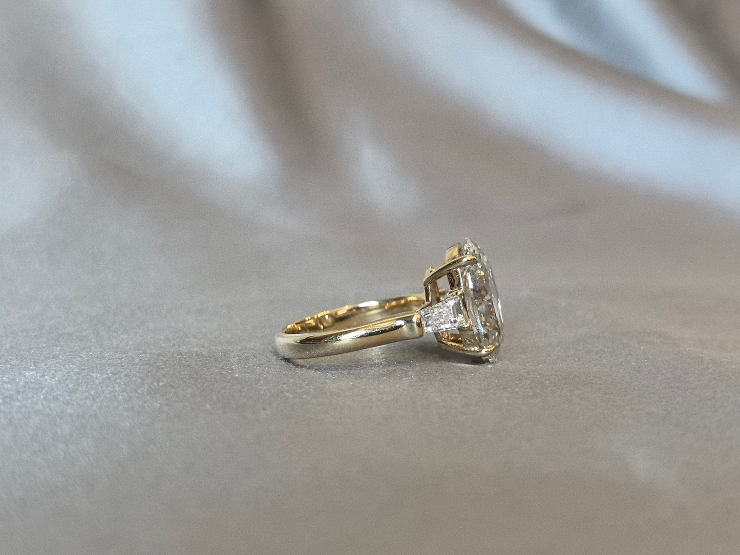 Oval Center Trilogy Ring | Baguette Sidestones | Architectural Elegance | Lab-Grown Diamonds