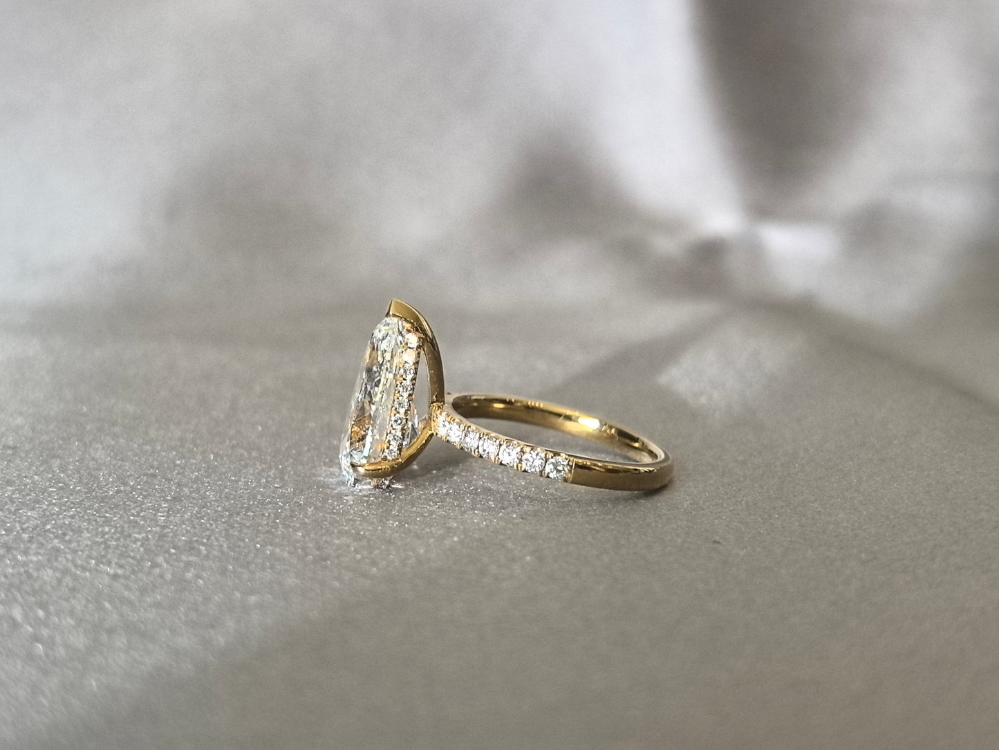 Pear-Shaped Minimalist Pavé Ring | Half Eternity Design | Elegant Teardrop Silhouette | Lab-Grown DiamondsPear-Shaped Minimalist Pavé Ring | Half Eternity Design | Elegant Teardrop Silhouette | Lab-Grown Diamonds