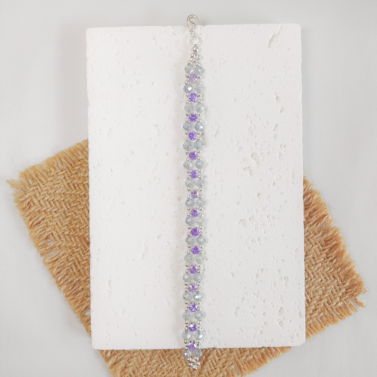 No.23 Purple Iris Bracelet – Handmade Beaded Bracelet with Crystals & Zircons