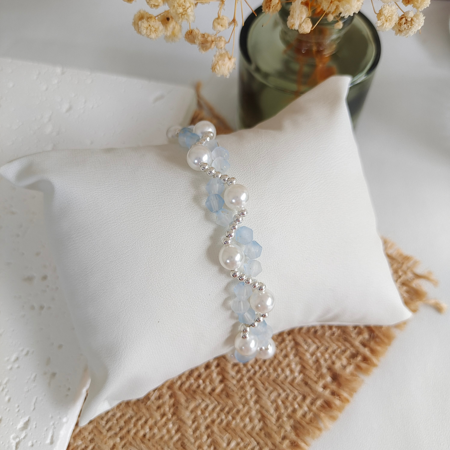 No.43 Creamy Pearl Wave DIY Bracelet Kit β Frosted Beads & Silver Seed Beads