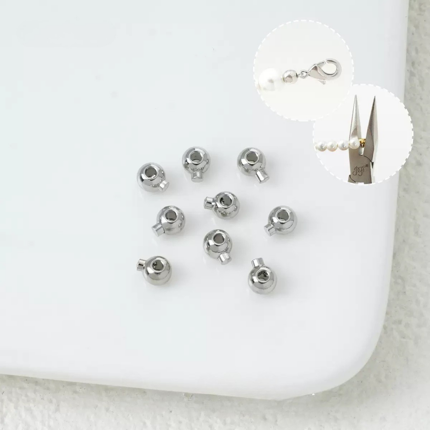 【F01】3mm Electroplated Spacer Beads – Lollipop Stopper Beads for DIY Bracelets & Necklaces | Silver / Steel / 18K / 14K Gold