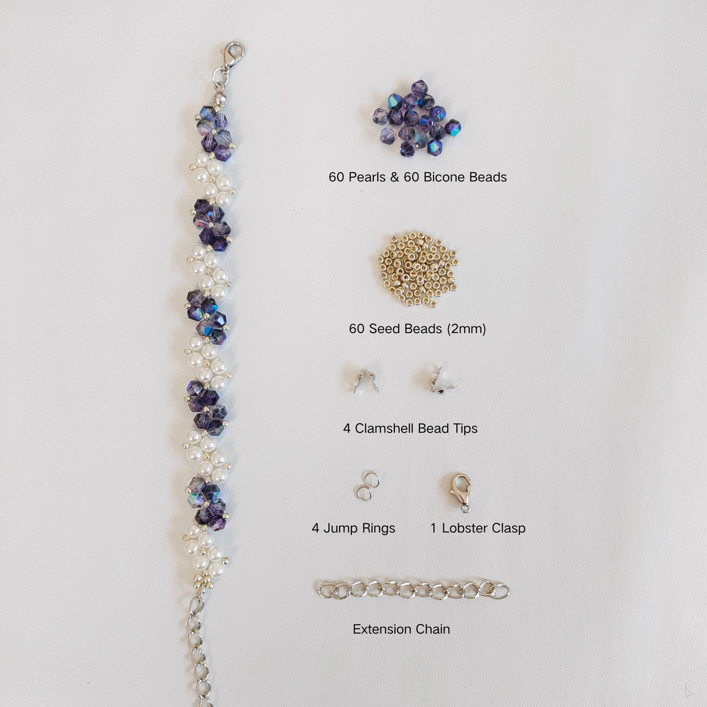 No.31 DIY Bracelet Kit – Starry Dream Blue Beaded Jewelry Set with Full Tutorial