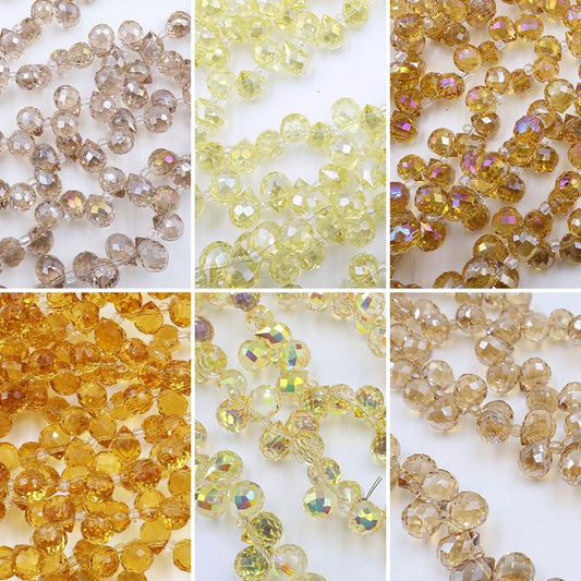 Premium 8MM Teardrop Faceted Beads - Yellow Family