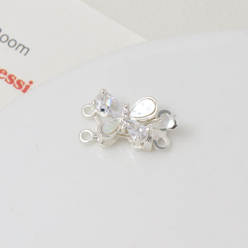 Double-Row Shell & Zircon Butterfly Closure