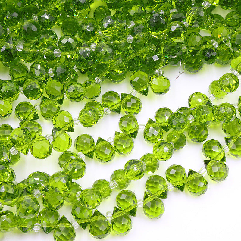 Premium 8MM Teardrop Faceted Beads - Green & Red Family
