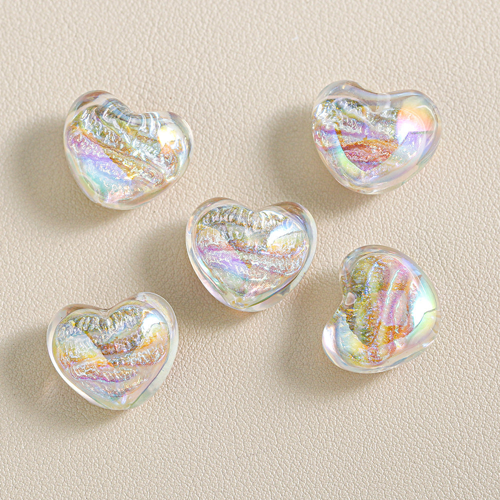 Oil-Painted Heart-shape Beads