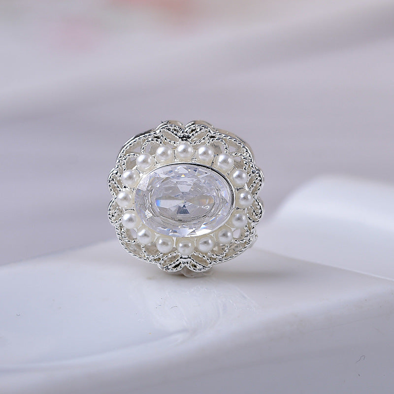 Round CZ Spacer with Pearl