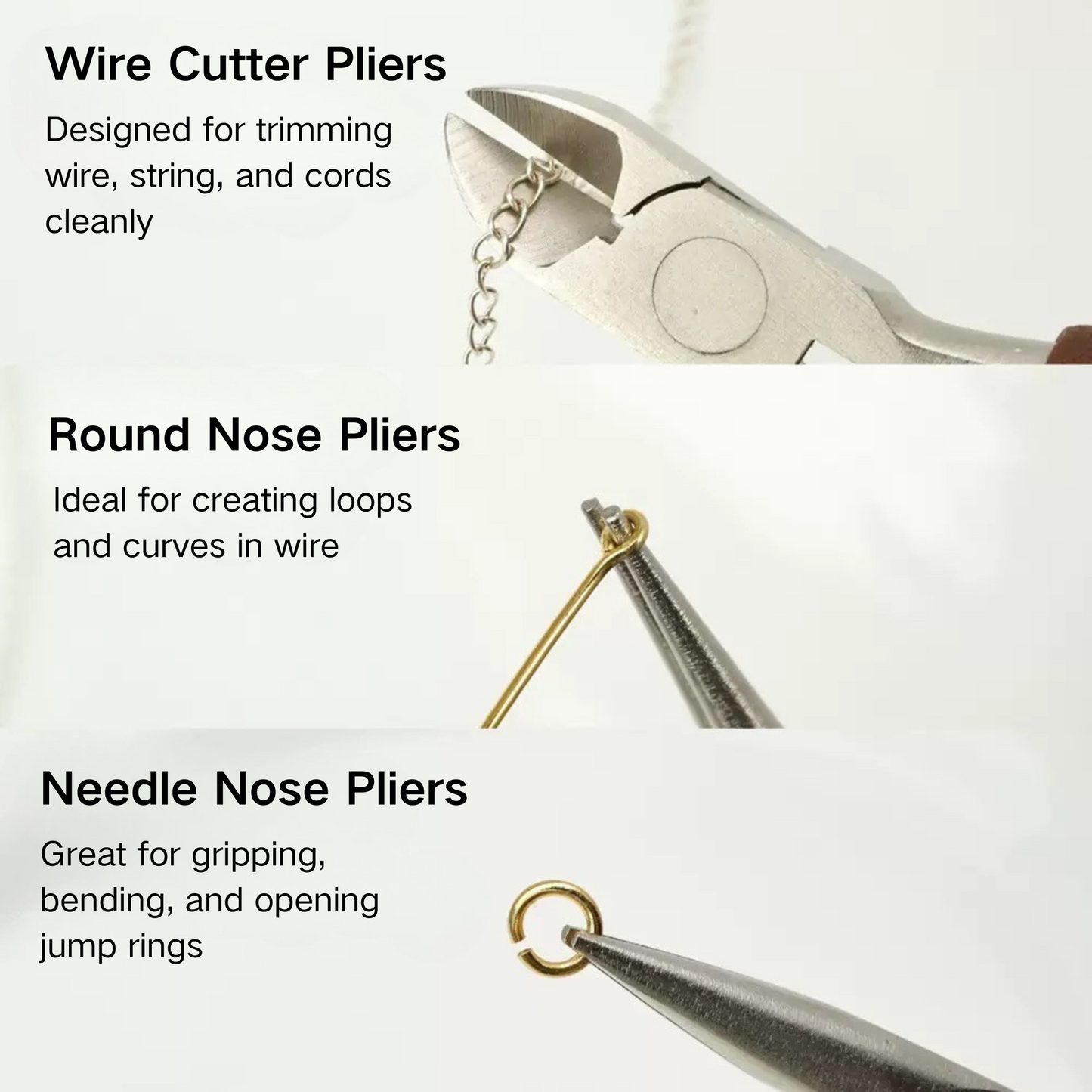 Essential Jewelry Pliers Set – Round Nose, Chain Nose & Cutter Pliers for DIY Bracelets, Necklaces & Earrings