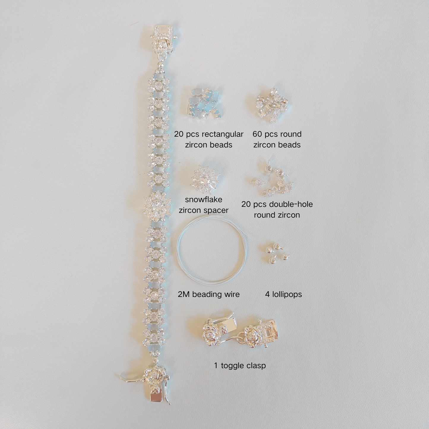 No.38 DIY Bracelet Kit – Starry Wishes with Snowflake Zircon & Crystal Beads