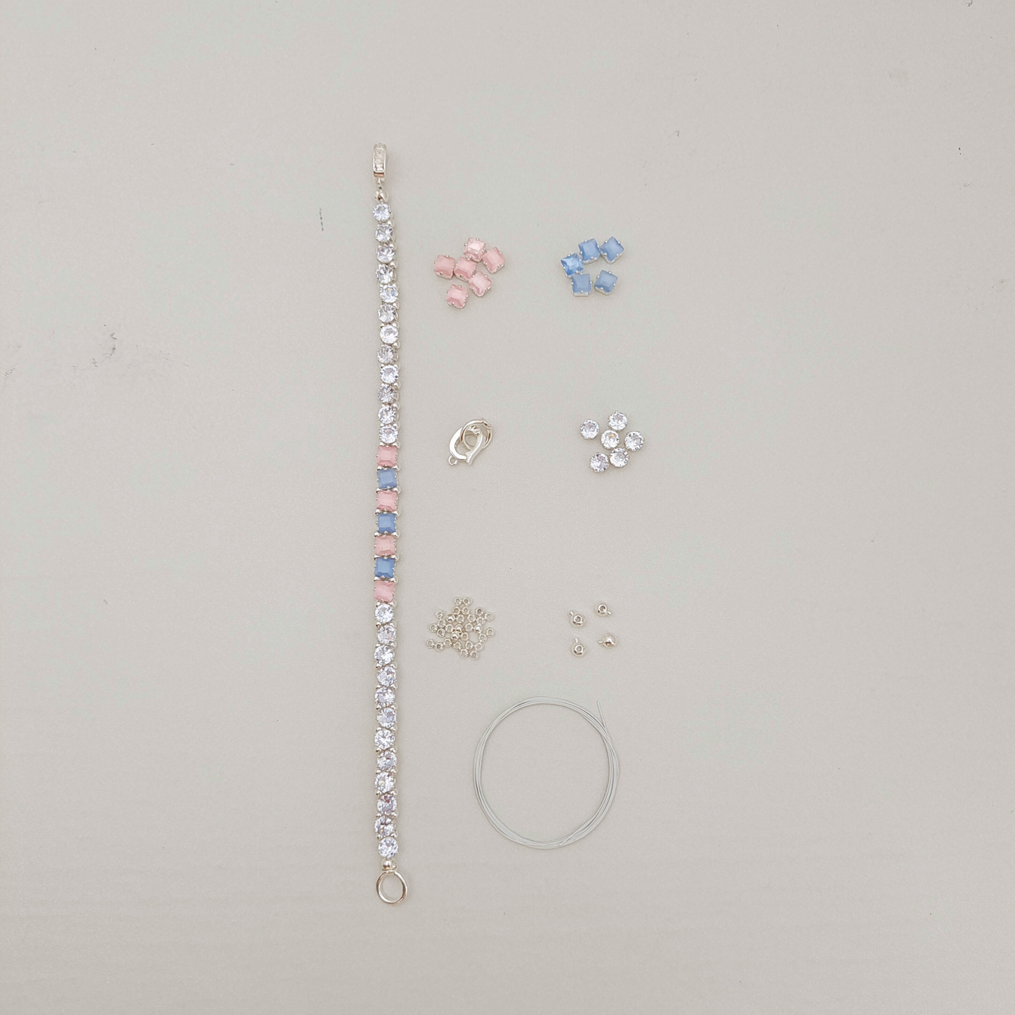 No.61 Cat Eye Clover Double-Layer DIY Bracelet Kit | Pearl & Zircon Beading Set with Full Tutorial