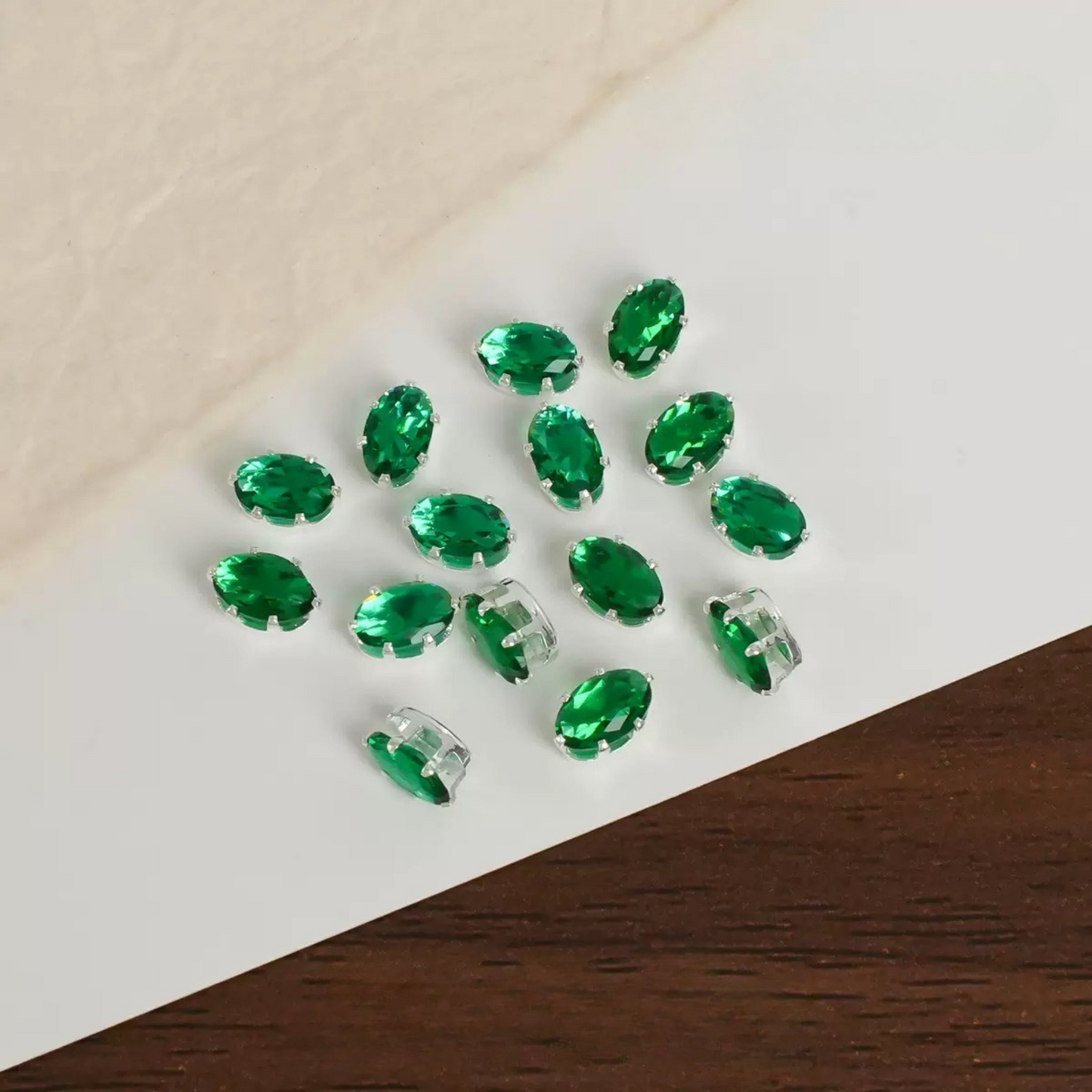 【A15】50pcs Oval-Cut CZ Spacer Beads – High-Color-Fast Silver Plated Alloy, Prong-Set, DIY Jewelry Supplies