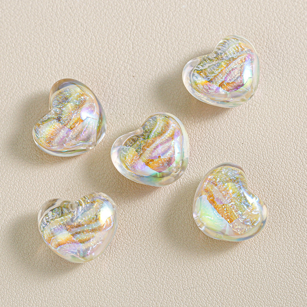 Oil-Painted Heart-shape Beads