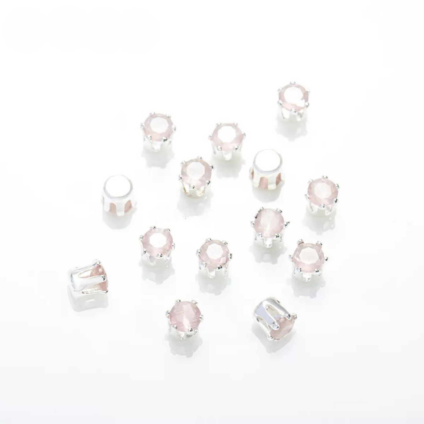 【C01】50pcs 4mm Round Cat’s Eye CZ Beads – Silver-Plated Prong-Set, DIY Jewelry Spacer Charms