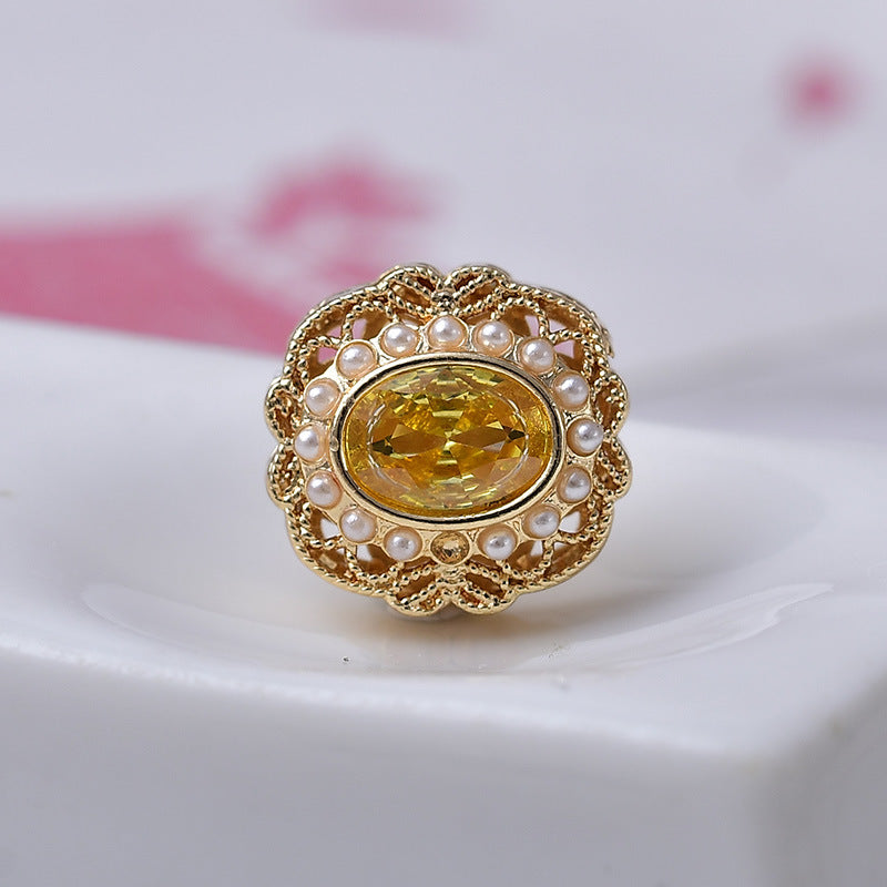 Round CZ Spacer with Pearl