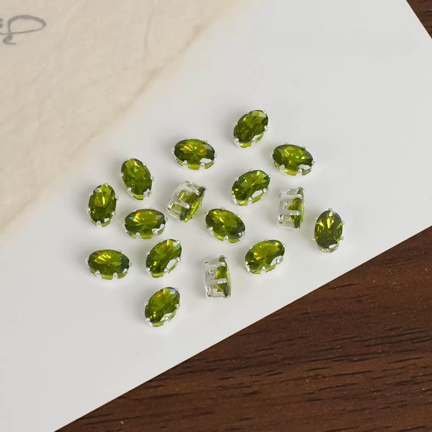 【A15】50pcs Oval-Cut CZ Spacer Beads – High-Color-Fast Silver Plated Alloy, Prong-Set, DIY Jewelry Supplies