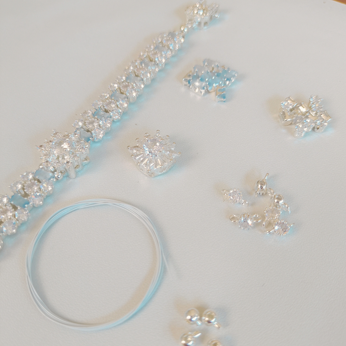 No.38 DIY Bracelet Kit – Starry Wishes with Snowflake Zircon & Crystal Beads