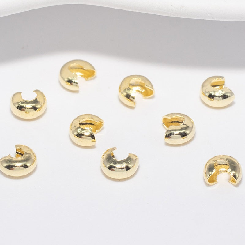 100pcs Plated Crimp Beads Covers, Conceal Crimp Ends