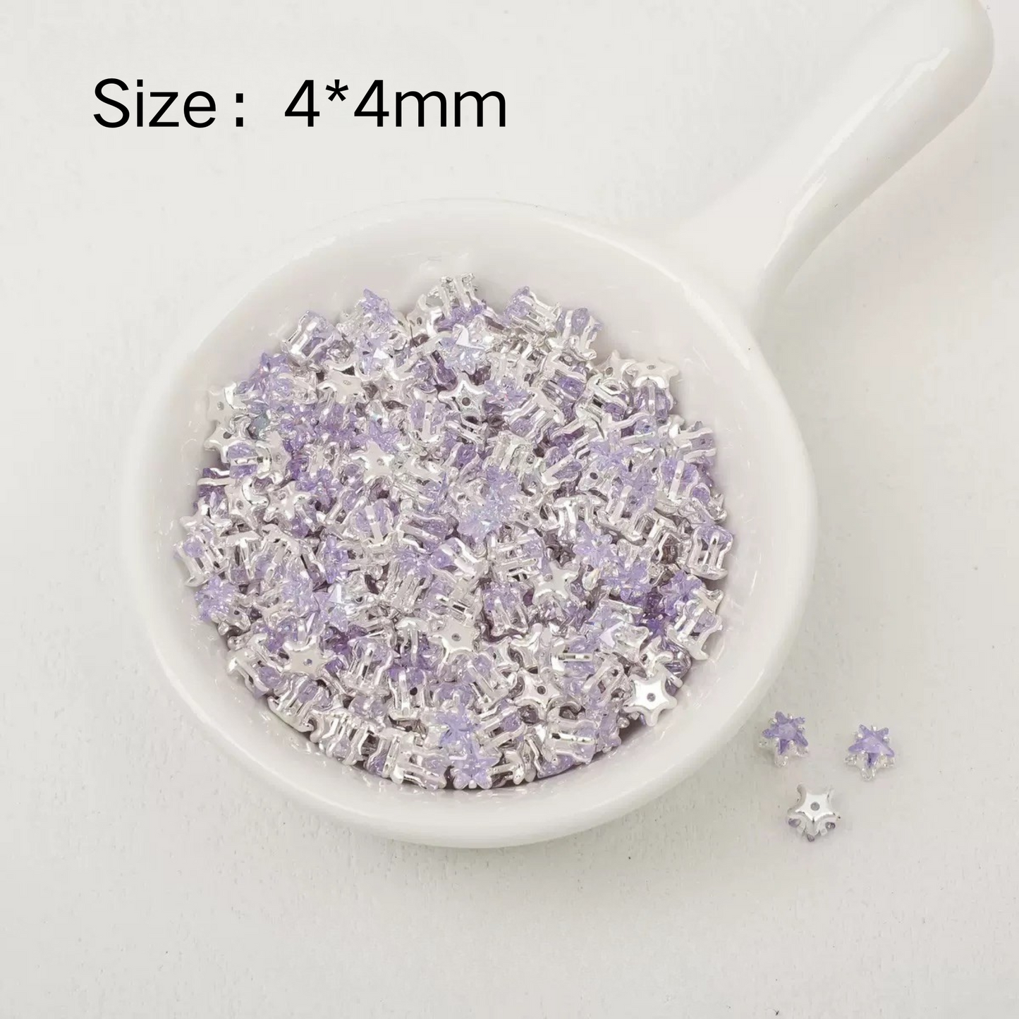 【A24】50pcs Star-Shaped CZ Spacer Beads – Silver-Plated, High-Color-Fast, 4mm/5mm DIY Jewelry Charms