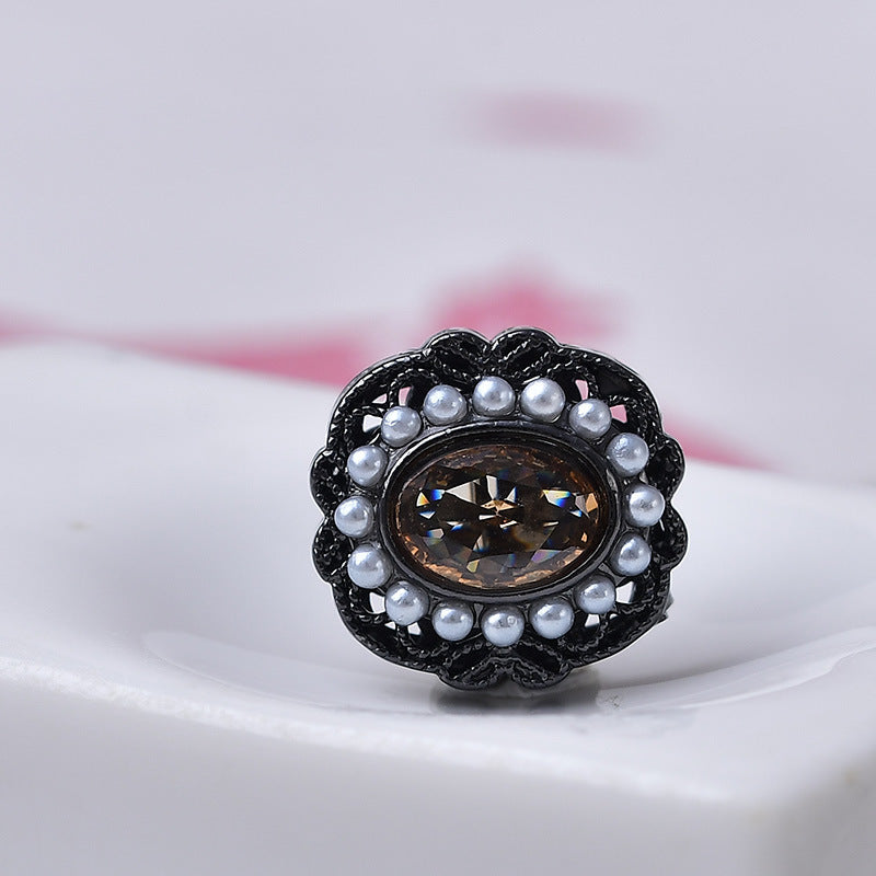 Round CZ Spacer with Pearl