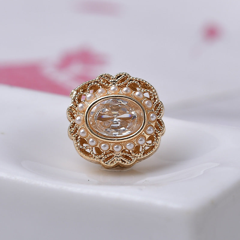 Round CZ Spacer with Pearl