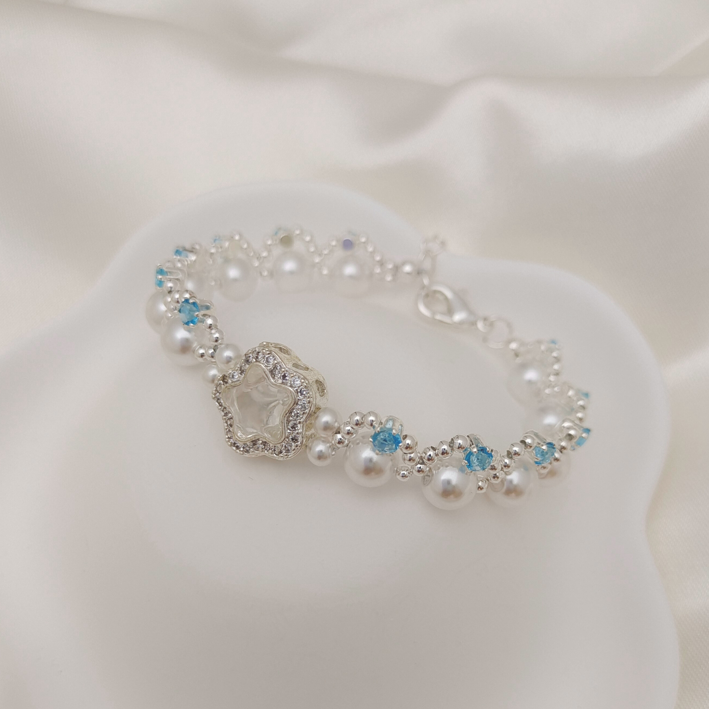 No.41 Star & Moon DIY Bracelet Kit with Pearls & Cubic Zirconia | Complete Jewelry Making Kit