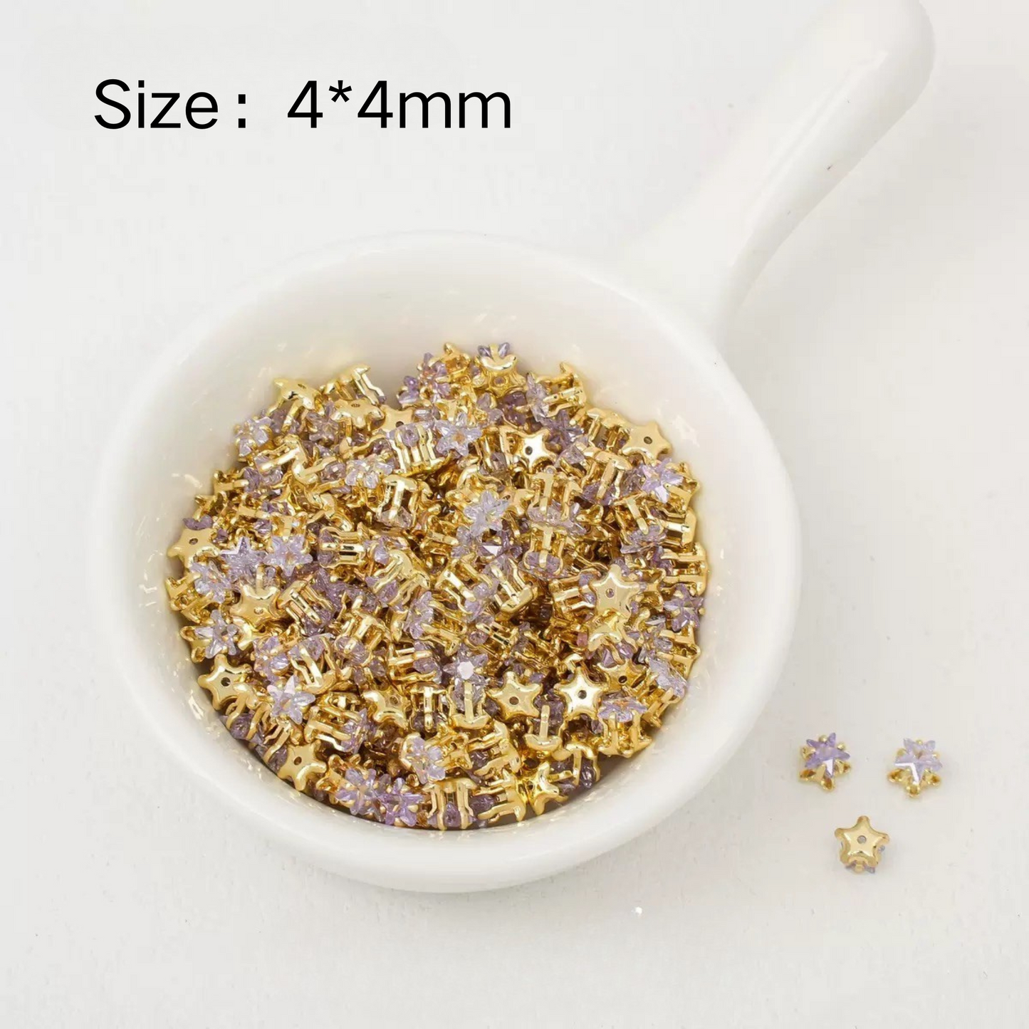 【A23】50pcs Star-Shaped CZ Spacer Beads – Gold -Plated, High-Color-Fast, 4mm/5mm DIY Jewelry Charms