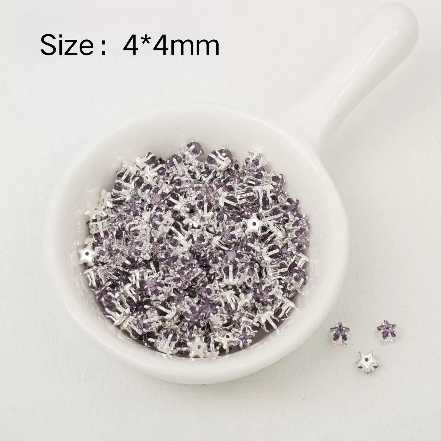 【A24】50pcs Star-Shaped CZ Spacer Beads – Silver-Plated, High-Color-Fast, 4mm/5mm DIY Jewelry Charms