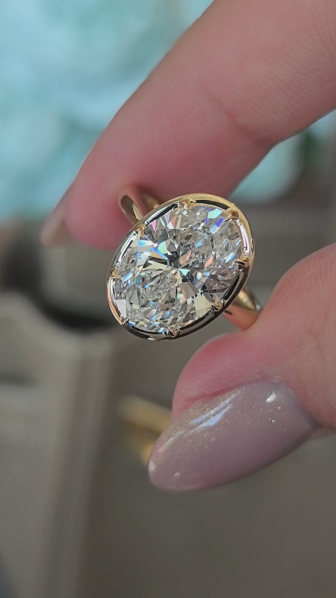 Oval Lab Grown Diamond Ring | 6-Prong Setting | Plain Band | 14K White Gold