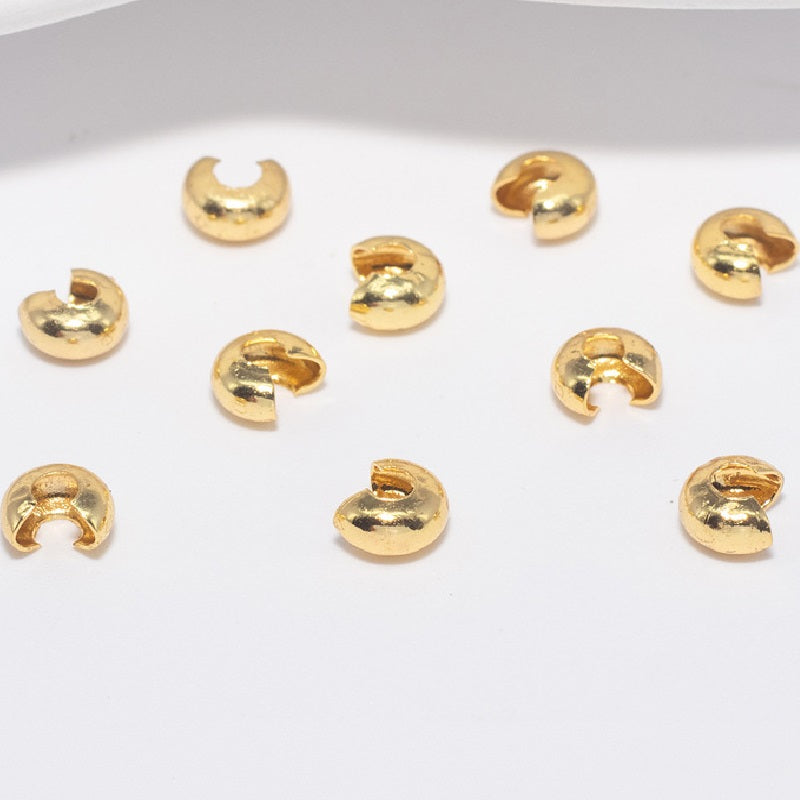 100pcs Plated Crimp Beads Covers, Conceal Crimp Ends