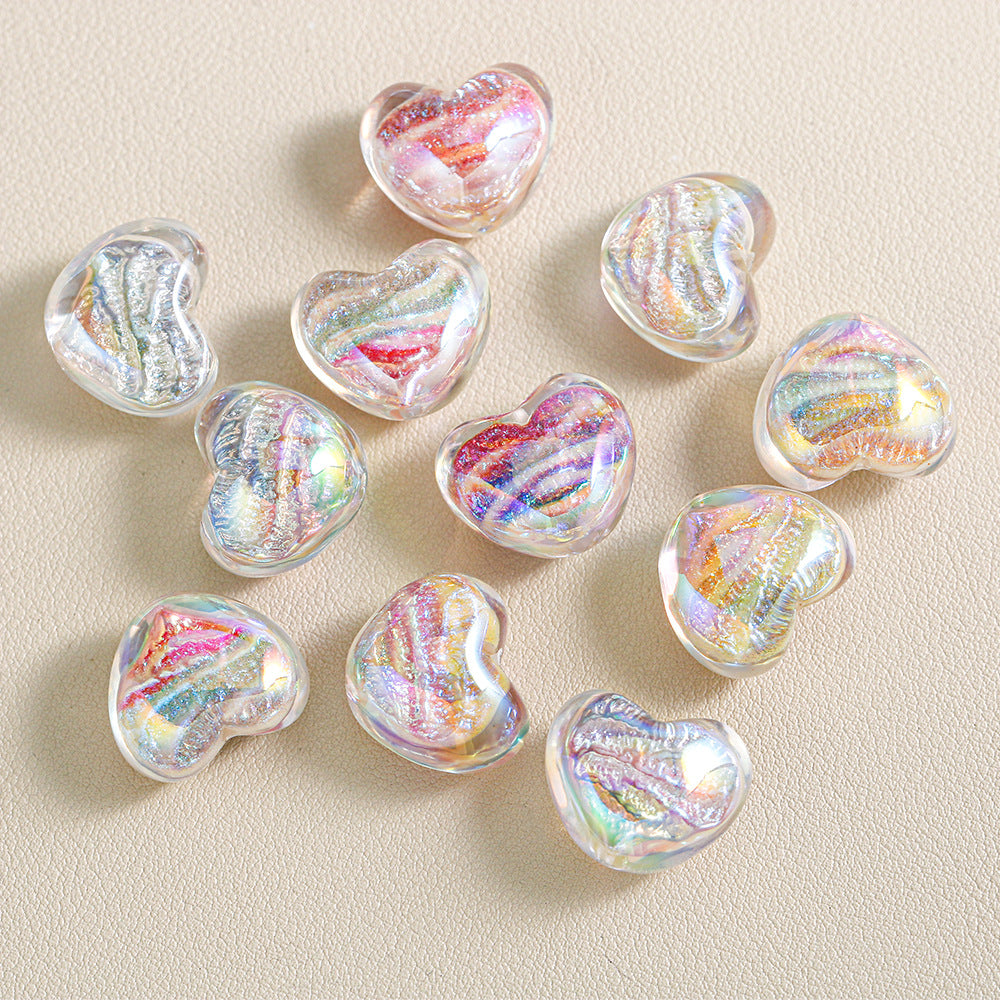 Oil-Painted Heart-shape Beads
