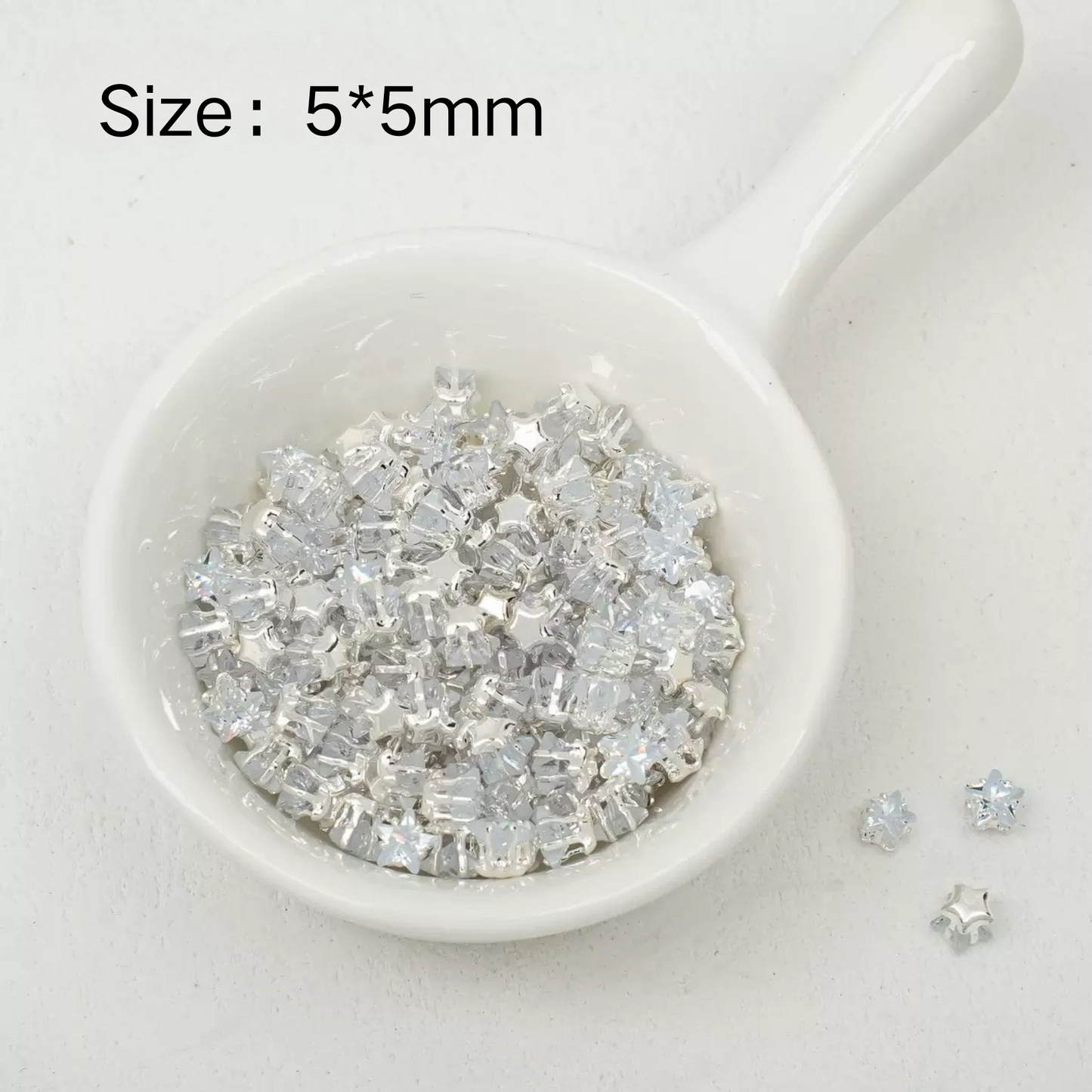 【A24】50pcs Star-Shaped CZ Spacer Beads – Silver-Plated, High-Color-Fast, 4mm/5mm DIY Jewelry Charms