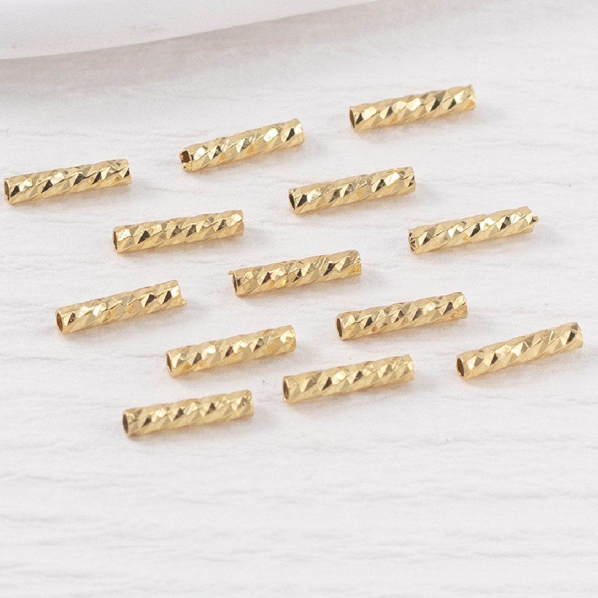 100pcs Straight Textured Tube Bar Beads