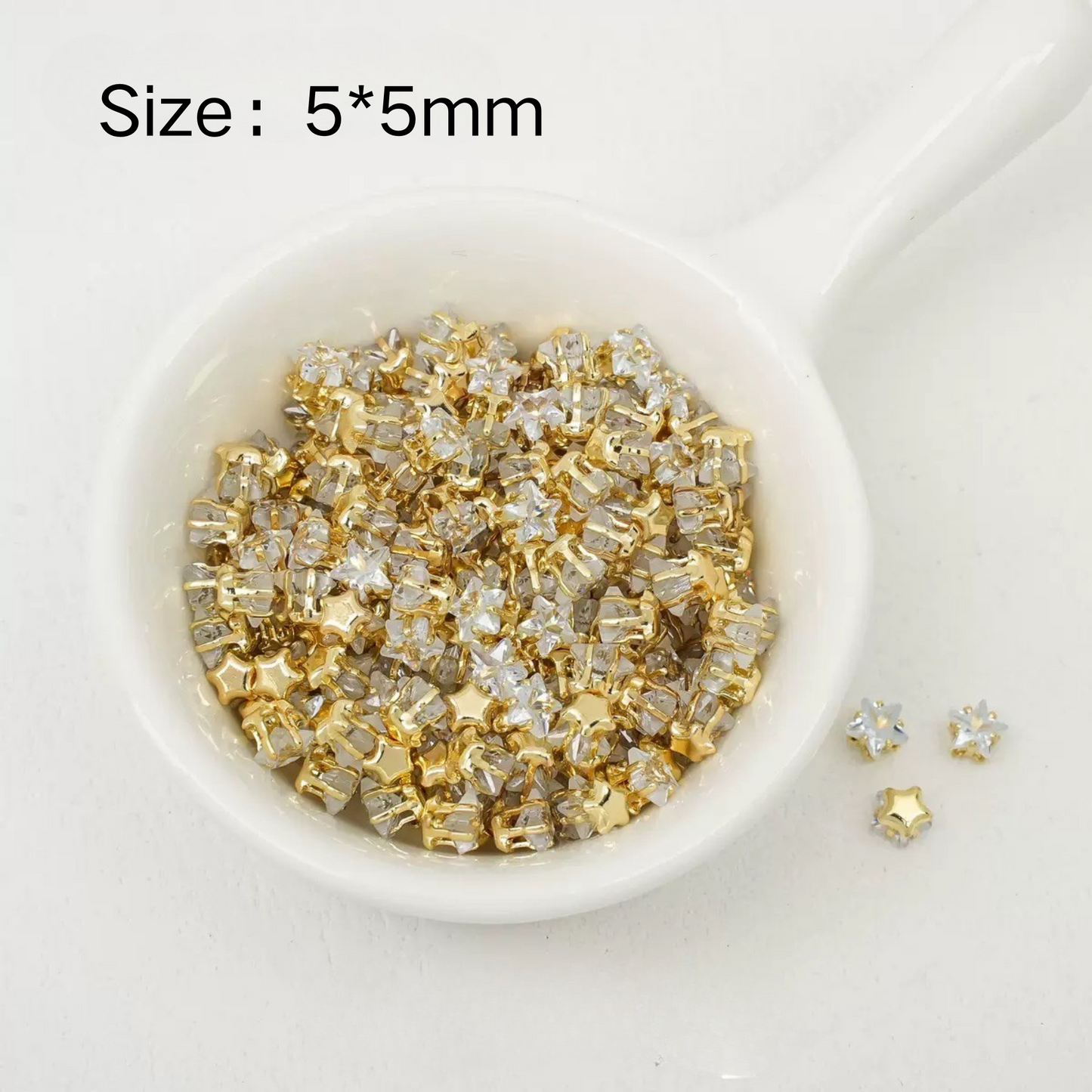 【A23】50pcs Star-Shaped CZ Spacer Beads – Gold -Plated, High-Color-Fast, 4mm/5mm DIY Jewelry Charms