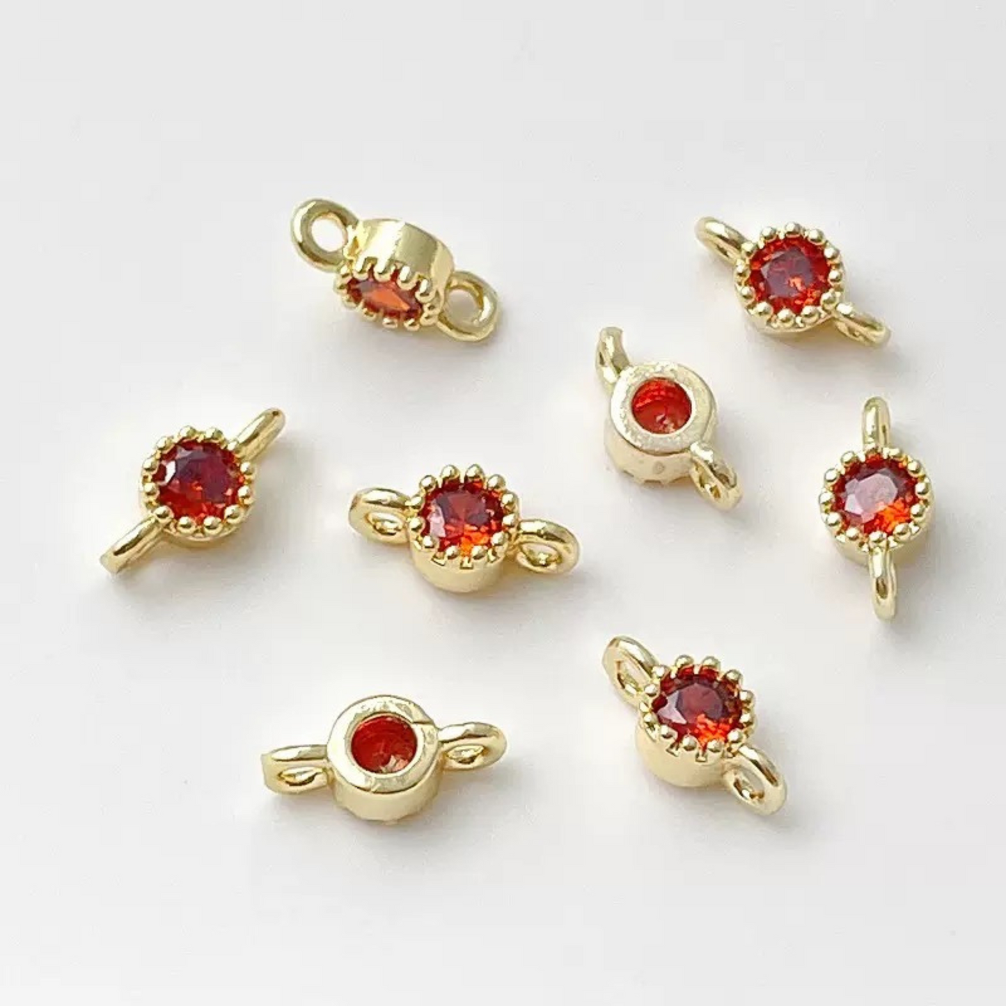 【E01】10pcs 4mm Double-Hole CZ Spacer Beads – Gold Plated, High-Color-Fast, DIY Jewelry Connectors