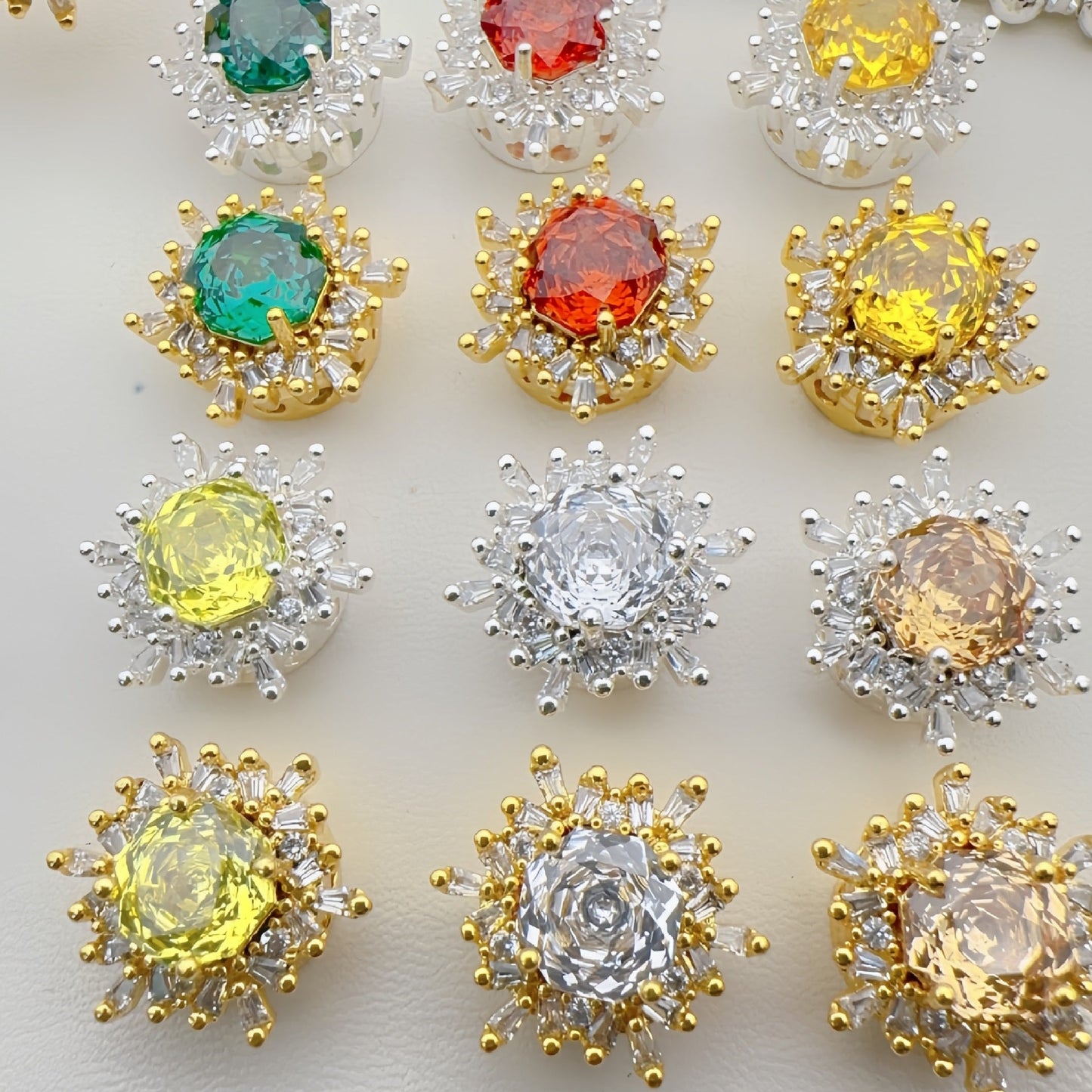 Snowflake Zircon Spacer with Rose Cut Diamond