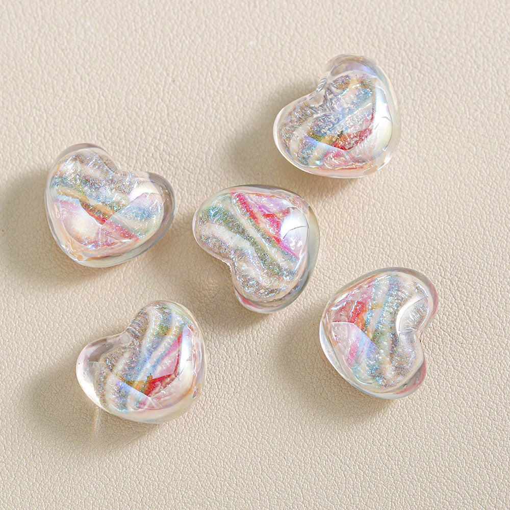 Oil-Painted Heart-shape Beads