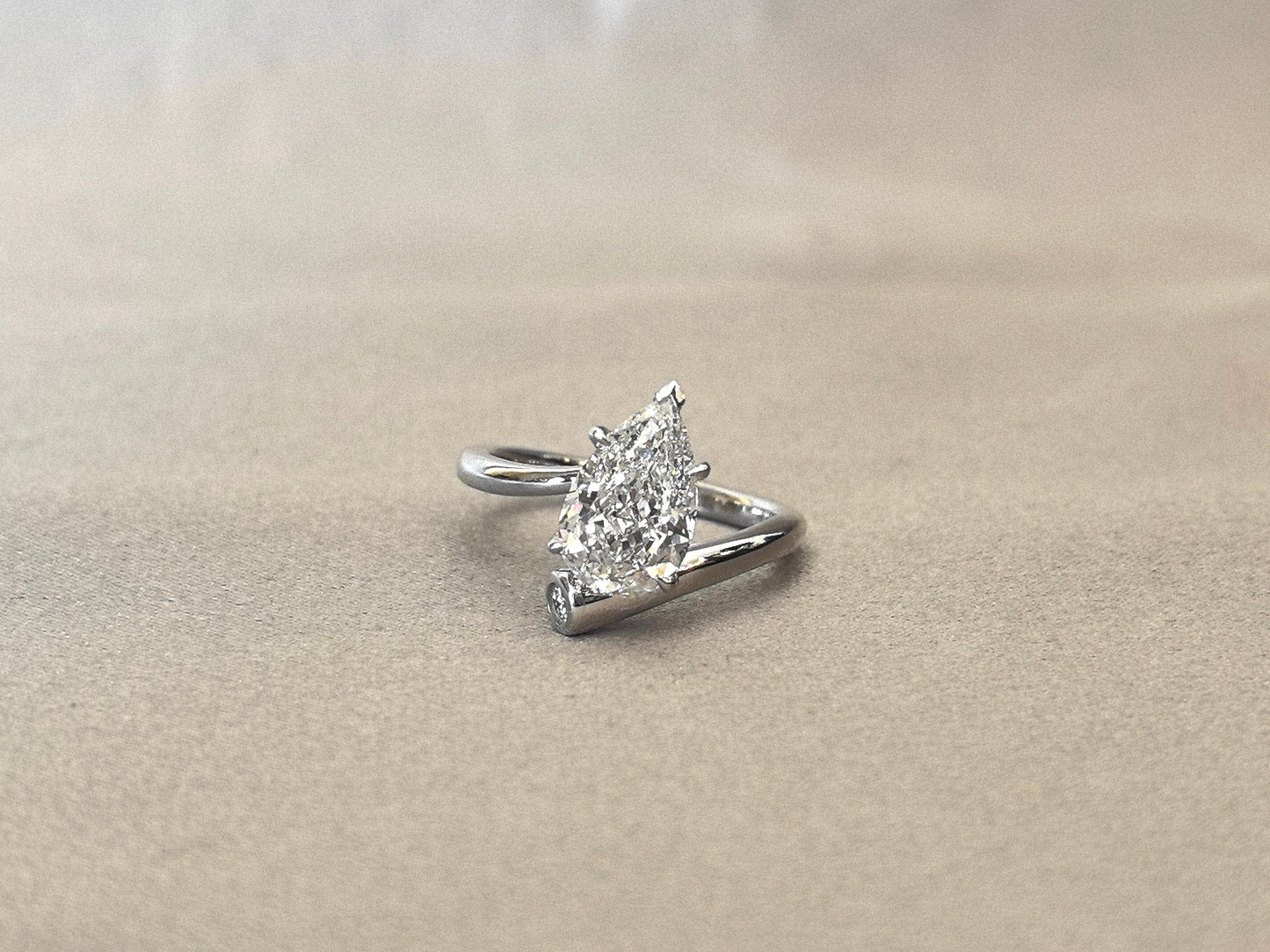 Pear Cut Lab Diamond Ring | Twisted Band | Minimalist Design | 14K Gold