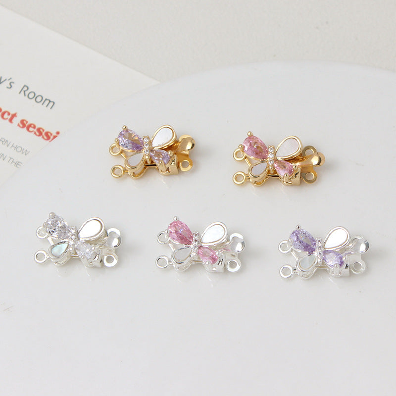 Double-Row Shell & Zircon Butterfly Closure