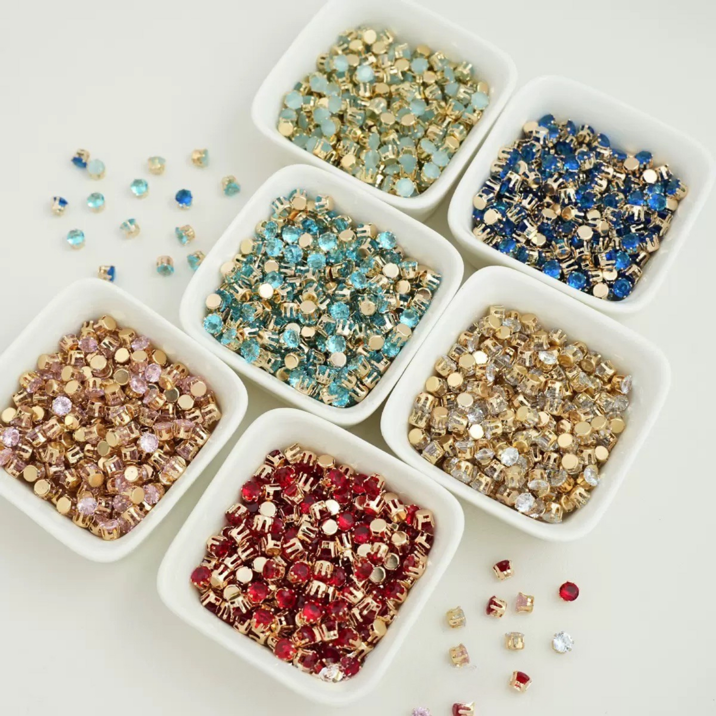 【A01】 50pcs 3mm Round Zircon Beads – Gold-Claw Rhinestones for DIY Handmade Jewelry