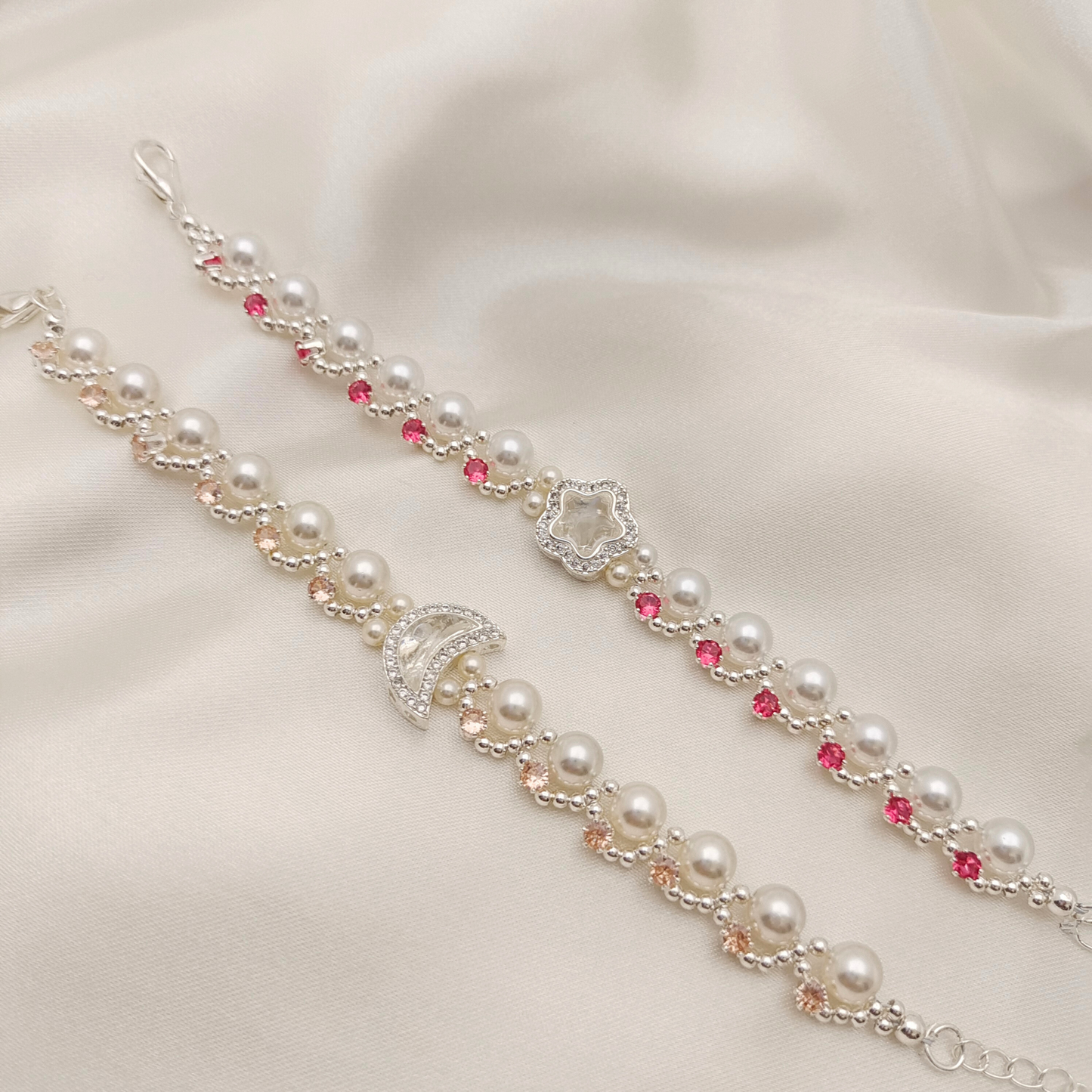 No.50 Star & Moon Handmade Pearl Bracelet | Finished Jewelry