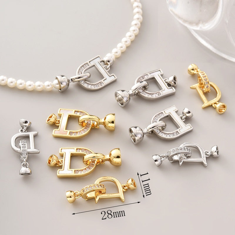 D-shape Paved CZs Clasp Set