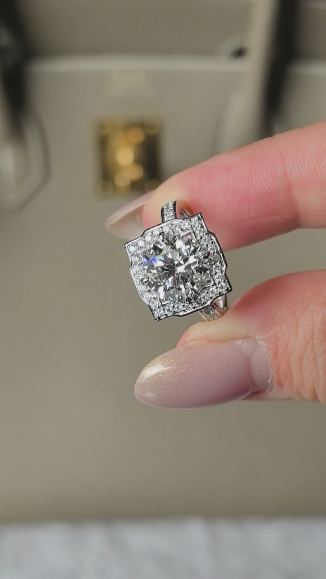 Round Eternity Lab Diamond Ring | Circular Halo Setting | 14K White Gold